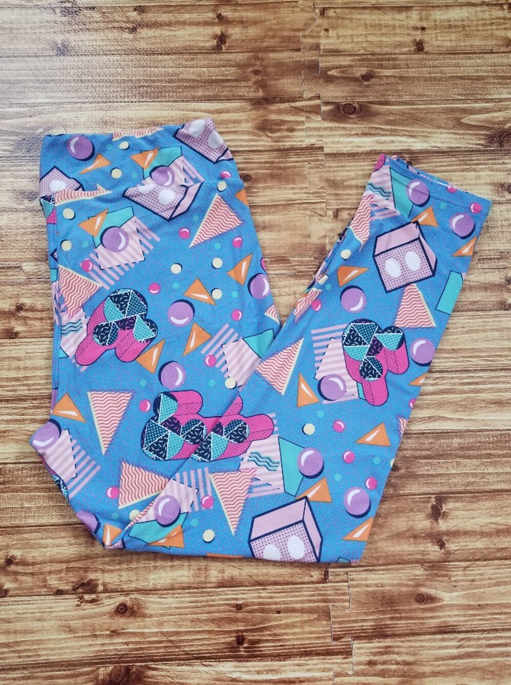 LuLaRoe Disney Mickey Mouse 90s Geometric Blue Leggings TC 12-18